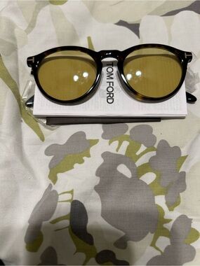 Tom Ford Tortoiseshell Frame Sunglasses with Yellow Lenses